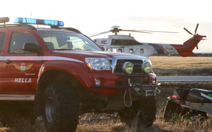 Björgunarsveitarbíll frá Hellu.