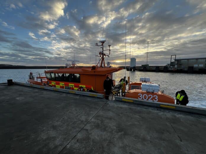 Björgunarskipið Þór í Landeyjahöfn í dag. Ljósmynd/Landsbjörg