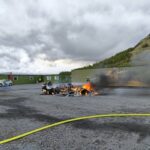 Rafmagnsbíll eyðilagðist í eldi við Búrfellsvirkjun
