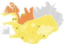Gul viðvörun á miðvikudagsmorgun